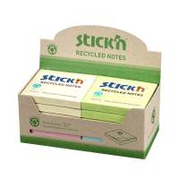Notes, BNT Stick&acute;n, Recycled, assorteret 76x76mm, pakke a 12 stk