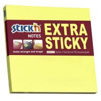 Notes, BNT Stick&acute;n, Extra sticky, gul 76x76mm