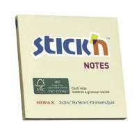 Notes, BNT Stick&acute;n, Notes, gul, 76x76mm
