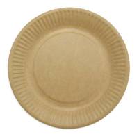 Tallerken Middag, Rund indvendig diameter 180.0 mm biologisk nedbrydeligt papir, brun komposterbar, pakke a 50 stk kasse a 8 pakker, palle 70 kasser F&oslash;devaregodkendt