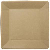 Tallerken frokost, Rund, 230 x 230 mm biologisk nedbrydeligt papir, brun komposterbar, pakke a 50 stk kasse a 8 pakker, palle a 40 kartoner Nordisk svane, F&oslash;devaregodkendt