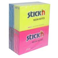 Notes, BNT Stick&acute;n, Neon, assorteret 127x76mm, pakke a 12 stk