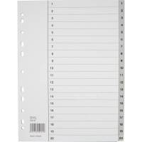 Register, Esselte, A4,210x297mm, gr&aring; Pakke med 10 s&aelig;t