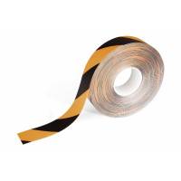 Markeringstape, Durable Duraline, 50 50mmx15m aftagelig, gul/sort kasse a 5 ruller