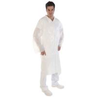 Bes&oslash;gsjakker, Disposable PE 120cm, LD-PE hvid, pakke a 10 stk