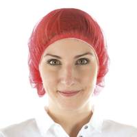 Engangs h&aring;rnet, Mop Cap on-size Non-woven, R&oslash;d, pakke a 1000 stk