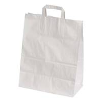 Papirb&aelig;repose, 320 x 170 x 400 mm flat bag, Papir, hvid, Printed pakke med 225 stk, F&oslash;devaregodkendt