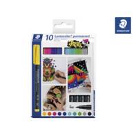 Permanent pen, Staedtler Lumocolor 317-C10, 0,8-1,0MM, assorteret, 317 C10 pakke a 10 stk