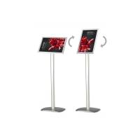 Brochure holder, Twinco Infostand, A4 med snapramme gulvmodel aluminium/gr&aring;