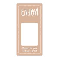 Forseglingsetiket, Meto, ENJOY! 50x100mm brun, rulle a 500 etiketter