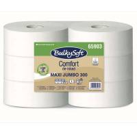 Toiletpapir Jumbo, BulkySoft, Comfort Gigant M, 2 lag, tissue, hvid x 300.00m kasse a 6 ruller