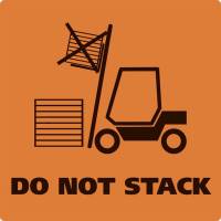 Etiket, Etiket, Firkantet, glat, 100.00 x 100.00 mm, tr&aelig;fri, Permanent, orange Trykt DO NOT STACK rulle a 250 etiketter