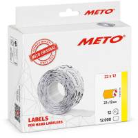 Prisetiket, Meto, Permanent 22x12mm neon orange, pakke a 12 stk