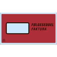F&oslash;lgeseddellommer, LD, 235 x 130 mm transparent red-black printed Packing list genanvendt LDPE, karton a 1000 stk