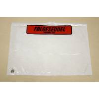 F&oslash;lgeseddellommer, LD, 235 x 130 mm transparent red-black printed Packing list genanvendt LDPE, karton a 1000 stk