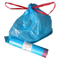 Affaldspose, 28 &micro;m, 440 x 520 mm, HDPE bl&aring;, med lukning, rulle a 25 stk