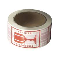 Pakketape, 48 mm x 66.00 m, 999 &micro;m kernediameter: 76 mm, Rulle, PVC Solvent, hvid, "Tryk forsigtig" kasse a 36 ruller, palle a 2376 ruller