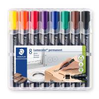 Marker, Staedtler Lumocolor, 2-5MM assorteret, permanent, S&aelig;t med 8 dele
