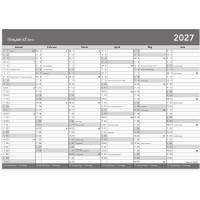 V&aelig;gkalender, Mayland, 292x210mm &aring;r: 2027, Gr&aring;,, FSC Mix Credit