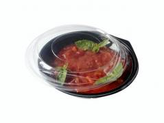 Plastbakke rund salatbowle APET sort 800ml V504 300stk/ka