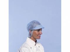 Engangs h&aring;rnet Peaked snood cap langt h&aring;r, Non-woven bl&aring;, pakke a 1000 stk