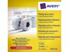 Prisetiketter Avery 1 linje hvid 26x12mm perm.klæb 1500stk