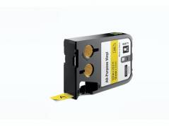 Labeltape DYMO XTL 12mmx7m sort på gul vinyl universal