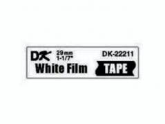 Label Brother hvid DK-22211 29mmx15,24m sort på hvid filmtape