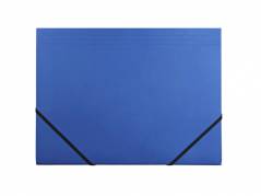 Elastikmappe, Q-Line DKF blå, M/3 KLAPPER, 210x297mm Karton/elastik pakke a 10 stk