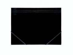 Elastikmappe, Q-Line DKF sort, M/3 KLAPPER, 210x297mm Karton/elastik pakke a 10 stk