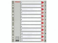 Register Esselte A4 Maxi 1-12 m/forblad plast grå