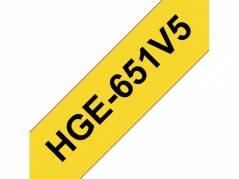 Labeltape Brother HGe-651V5 24mmx8m sort på gul 5stk/pak