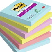 Notes, Post-it Super sticky, assorteret 76x76mm, pakke a 6 stk