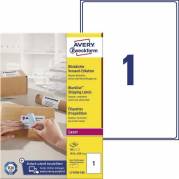 Etiket, Avery, L7167B-100 Laser, med blockout 199.60mmx289.10mm hvid, antal etiketter pr. ark : 1 pakke a 100 stk, FSC Mix Credit