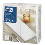 Middagsservietter, Tork, Linstyle 1/8-Fold, 1 lag, hvid 390mmx390mm, 55g/m2, pakke a 50 stk FSC Mix Credit