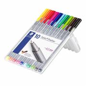 Fineliner, Staedtler Triplus,  334 S&aelig;t med 10 stk