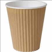 Kaffeb&aelig;ger, Duni, 240 ml udvendig diameter: 80 mm, Papir brun/hvid, karton a 500 stk, Ripple wall F&oslash;devaregodkendt