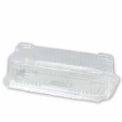 Plastbakke, m/h&aelig;ngslet l&aring;g 220x111x67mm PET, transparent, karton a 450 stk