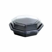 Plastbakke, Duni, m/l&aring;g, 1-rums 400 ml 160x160x60mm PS, black/transparent, karton a 405 stk F&oslash;devaregodkendt