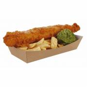 Pommes frites&nbsp;bakke,220x115x45mm Pap, brun, pakke a 250 stk F&oslash;devaregodkendt