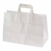 Papirb&aelig;repose, 350 x 170 x 245 mm flat bag, Papir, hvid, pakke a 200 stk palle 30 pakker, palle a 30 kassees F&oslash;devaregodkendt