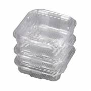 Plastbakke, m/h&aelig;ngslet l&aring;g 700 ml 175x168x50mm PET, transparent, karton a 300 stk F&oslash;devaregodkendt