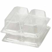 Plastbakke, Plus Pack, Sandwich, 2-rums Rektangul&aelig;r 165x148x45mm RPET, transparent, m/h&aelig;ngslet l&aring;g pakke med 44 stk