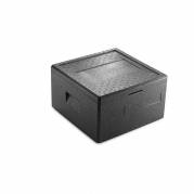 Termo skumkasse, Firkantet,410x410x235mm Expanded polypropylene (EPP), sort 1 stk F&oslash;devaregodkendt