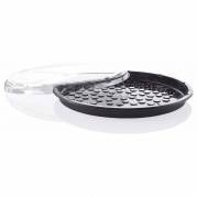 L&aring;g t/plastbakke, F&aelig;rch, P 78-50A., Rund &Oslash; 330, h&oslash;jde 23, v&aelig;gt: 301 PET, transparent, T/Pizza and Tapas tray karton a 60 stk F&oslash;devaregodkendt