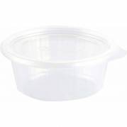 L&aring;g t/plastbakke, Duni Fixpack, Rund &Oslash; 112, h&oslash;jde 6 pp, transparent, karton a 700 stk F&oslash;devaregodkendt
