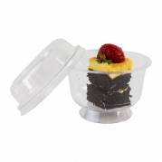 Dessertb&aelig;ger, Rund, &Oslash; 95, h&oslash;jde 61 PS, transparent, lille pakke a 25 stk F&oslash;devaregodkendt