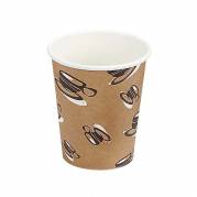 Kaffeb&aelig;ger, Papir + PE, brun, 8 oz/240ml karton a 1000 stk, Single wall F&oslash;devaregodkendt