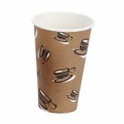 Kaffeb&aelig;ger, Rund, Papir + PE, brun 16oz/ 470ml, karton a 1000 stk palle 15 kartoner, Single wall F&oslash;devaregodkendt
