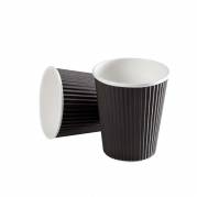 Kaffeb&aelig;ger, Papir + PE, sort, Black Line 4oz/120ml, karton a 960 stk palle 24 kartoner, Ripple wall F&oslash;devaregodkendt